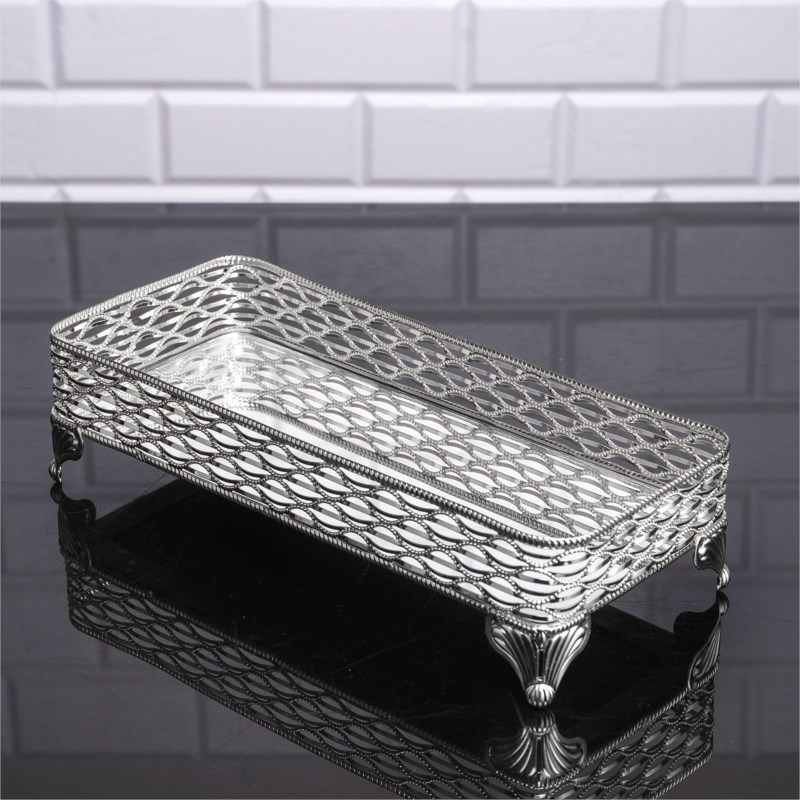 PLATEAU DECO DESIGN NIL 31X14 CM MODELE ARGENT