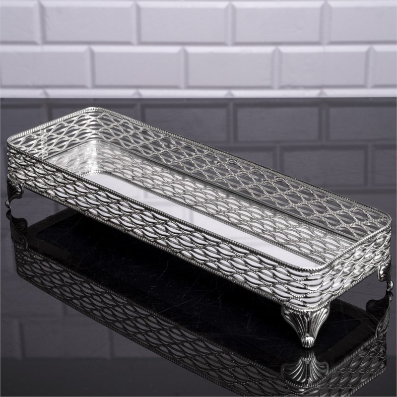 PLATEAU DECO DESIGN NIL 40X14 CM MODELE ARGENT