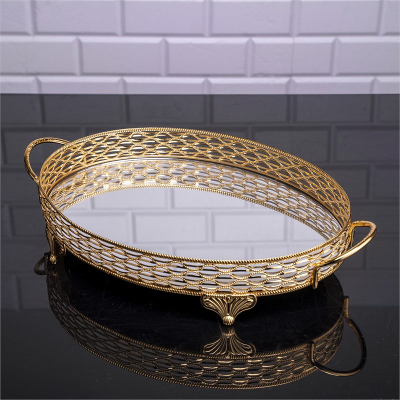 PLATEAU DECO OVAL DESIGN NIL 44X26 CM MODELE OR 