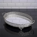 PLATEAU DECO OVAL DESIGN NIL 44X26 CM MODELE ARGENT