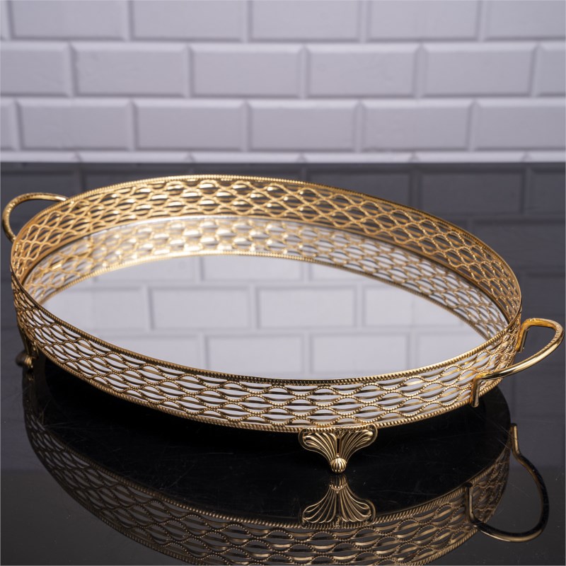 PLATEAU DECO OVAL DESIGN NIL 51X33 CM MODELE OR 