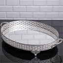 PLATEAU DECO OVAL DESIGN NIL 51X33 CM MODELE ARGENT