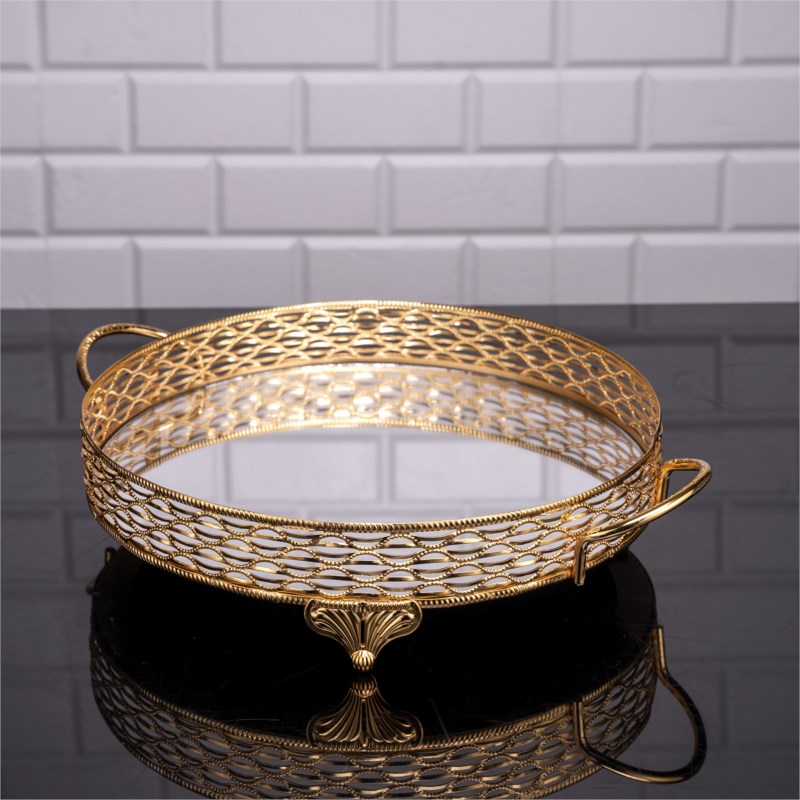 PLATEAU DECO ROND DESIGN NIL 30 CM MODELE OR