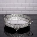 PLATEAU DECO ROND DESIGN NIL 30 CM MODELE ARGENT