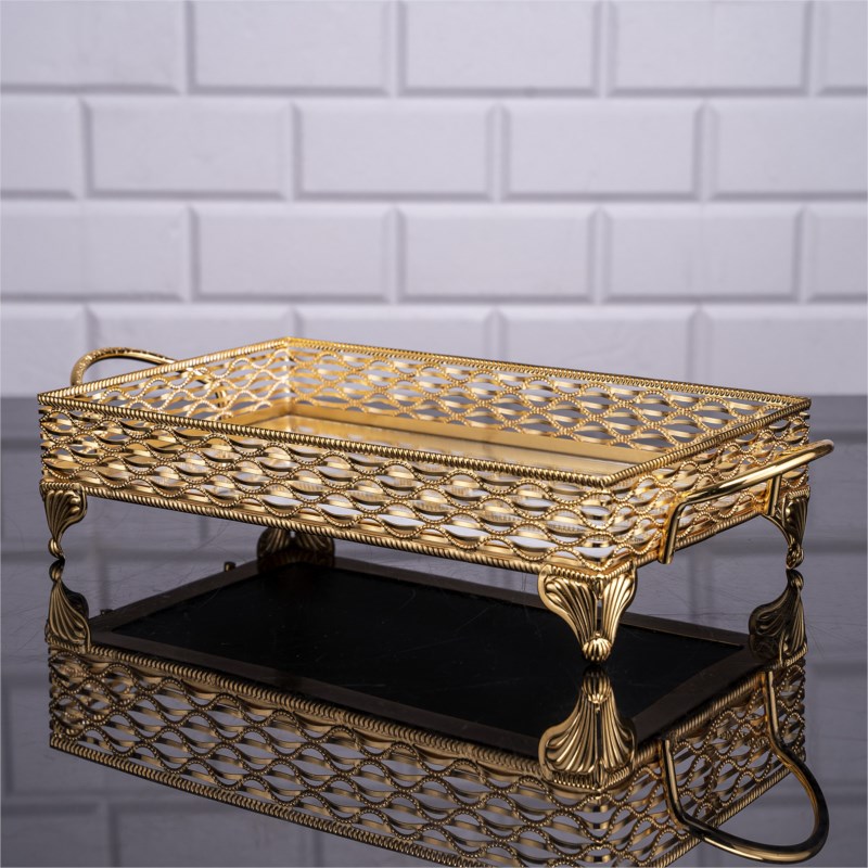 PLATEAU DECO DESIGN NIL RECTANGULAIRE 38X18 CM MODELE OR