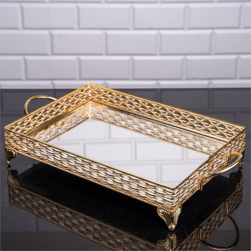PLATEAU DECO DESIGN NIL RECTANGULAIRE 44X24 CM MODELE OR 