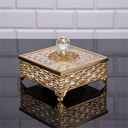 BOITE AVEC COUVERCLE EN VERRE 16X16X10 CM DESIGN NIL MODELE OR 