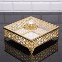 BOITE AVEC COUVERCLE EN VERRE 19X19X8 CM DESIGN NIL MODELE OR 
