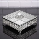 BOITE AVEC COUVERCLE EN VERRE 19X19X8 CM DESIGN NIL MODELE ARGENT 