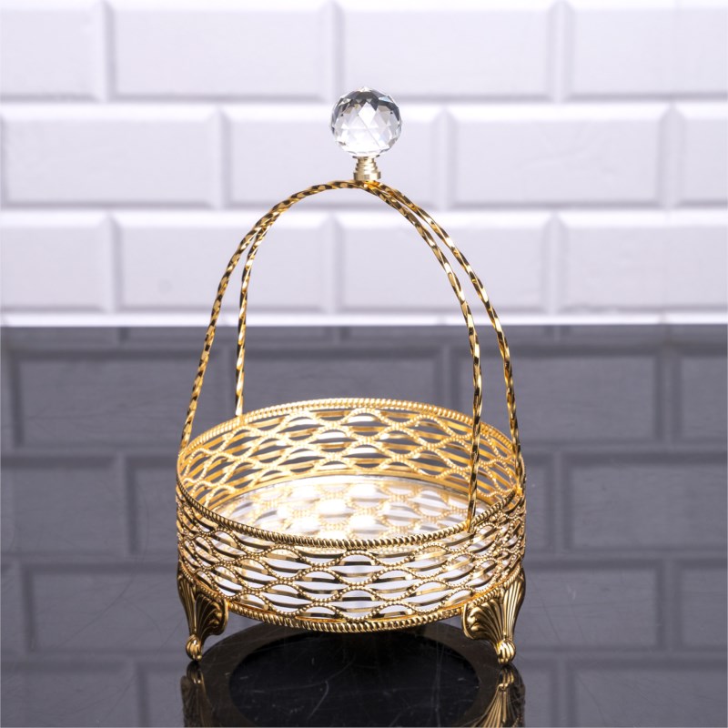 PANIER DECO DESIGN NIL AVEC POIGNEE 25X15 CM MODELE OR 