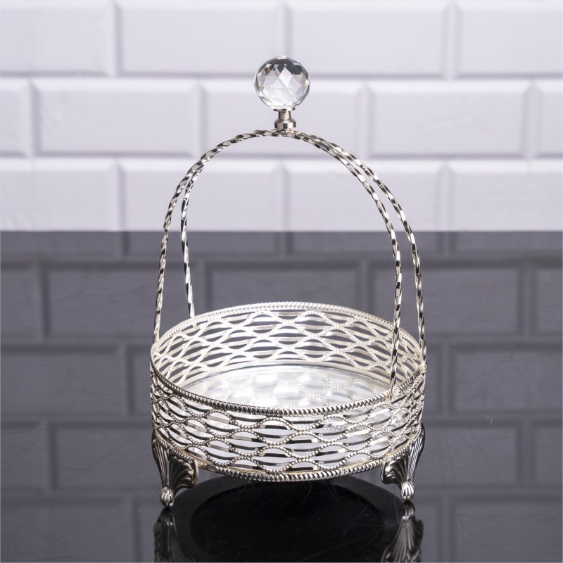 PANIER DECO DESIGN NIL AVEC POIGNEE 25X15 CM MODELE ARGENT
