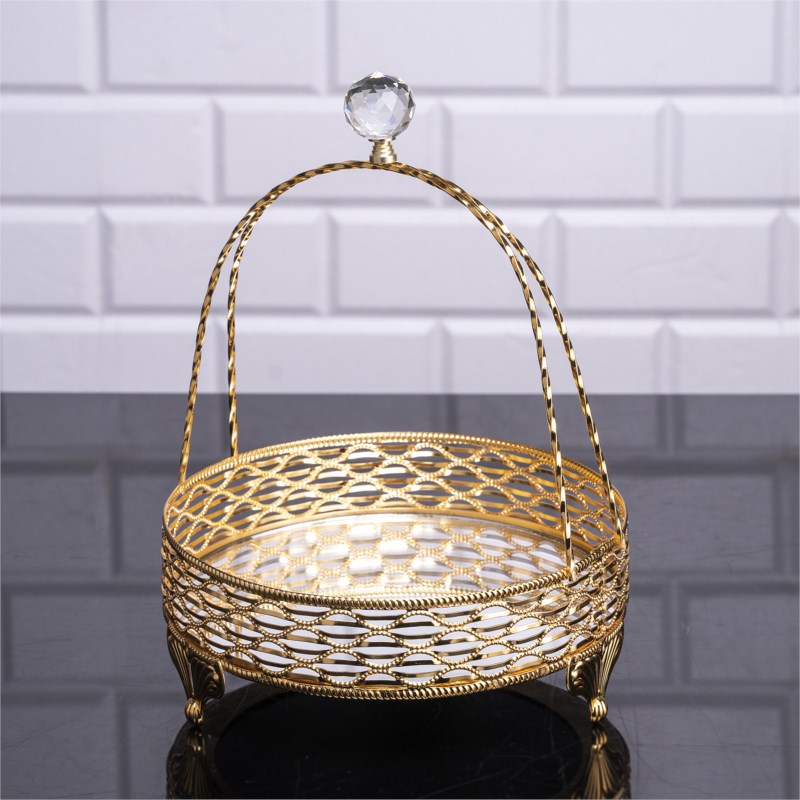 PANIER DECO DESIGN NIL AVEC POIGNEE 28X20 CM MODELE OR 