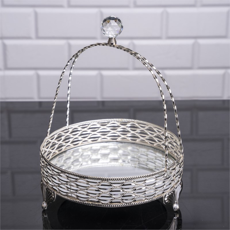 PANIER DECO DESIGN NIL AVEC POIGNEE 28X20 CM MODELE ARGENT