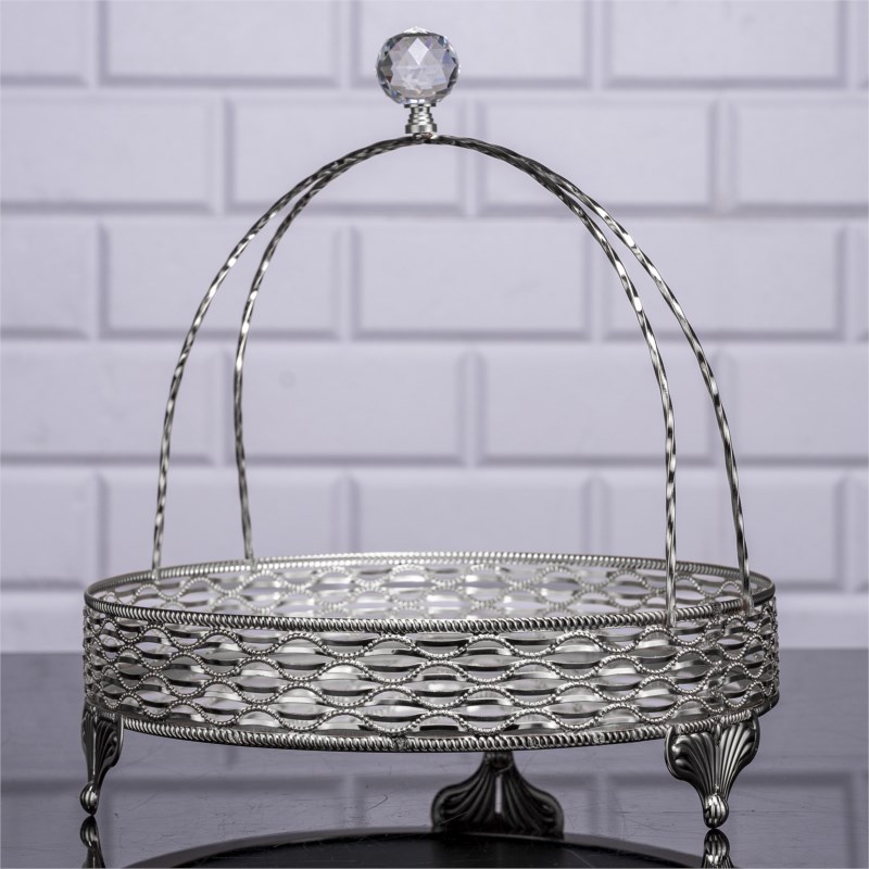 PANIER DECO DESIGN NIL AVEC POIGNEE 30X25 CM MODELE ARGENT