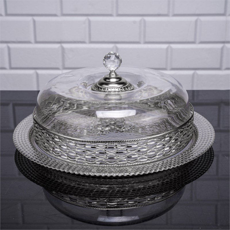 CLOCHE A GATEAU DESIGN NIL 33X11 CM MODELE ARGENT 