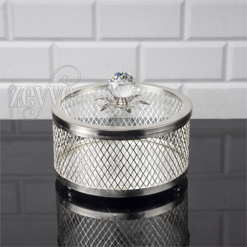 BOITE DECO AVEC COUVERCLE VERRE 12X15 CM MODELE ARGENT