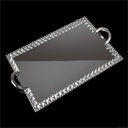 PLATEAU DECO VERRE 36X26 CM MODELE ARGENT - MIRROIR &amp; METAL