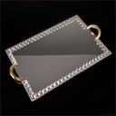 PLATEAU DECO VERRE 40X24 CM MODELE OR - MIRROIR &amp; METAL