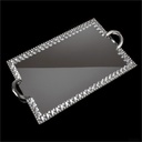 PLATEAU DECO VERRE 40X24 CM MODELE ARGENT - MIRROIR &amp; METAL