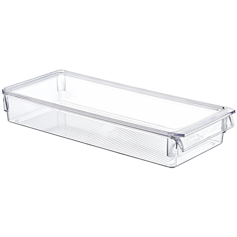 RANGEMENT REFREGIRATEUR TRANSPARENT AVEC COUVERCLE (36 x 15.5 x 5 CM)