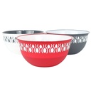 BOL 2 LITRES PLASTIQUE 20X20X9.6 CM MIX BLANC/GRIS/ROUGE