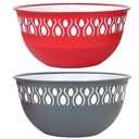 BOL 3 LITRES PLASTIQUE 24X24X11.5 CM MIX GRIS/ROUGE