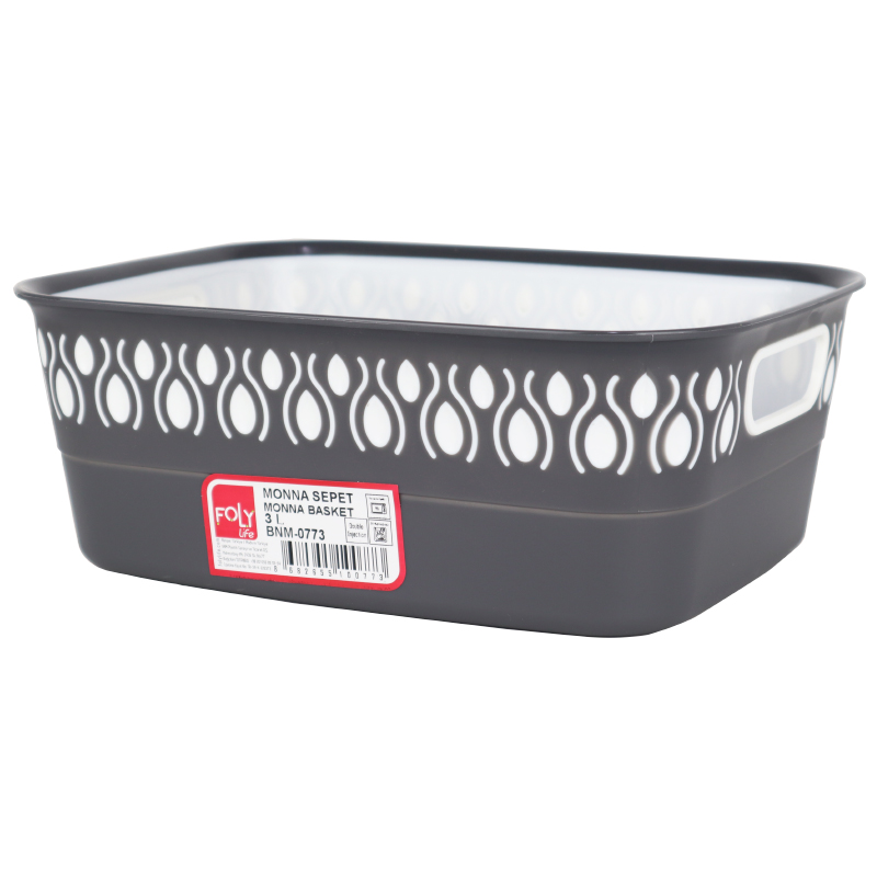PANIER 3 LITRES PLASTIQUE 3 LITRES 29X25X9 CM MIX GRIS/ROUGE