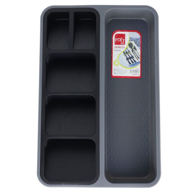 RANGE COUVERTS 26X40X5 CM GRIS