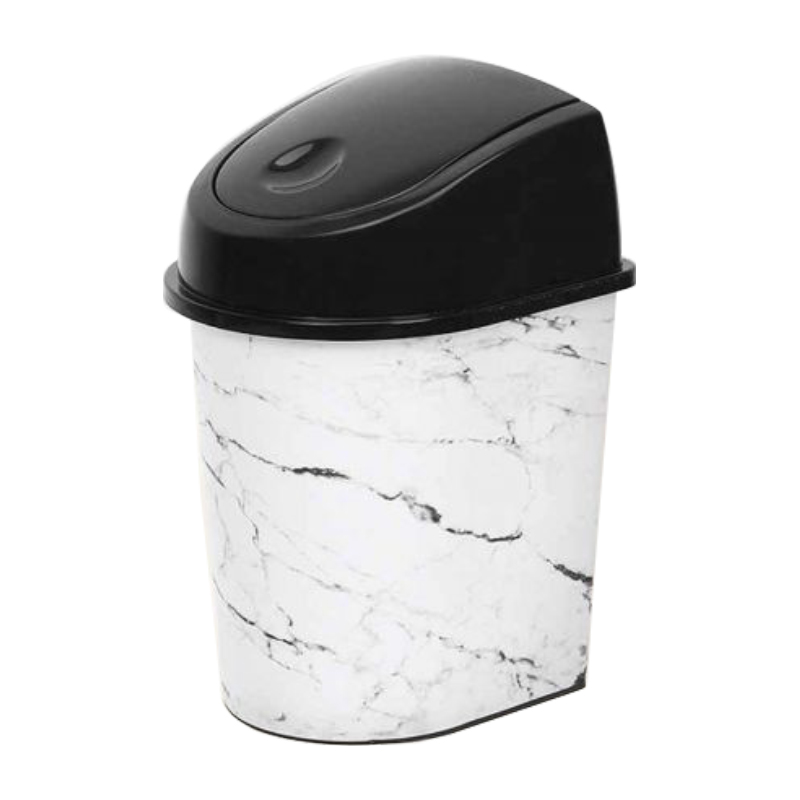 POUBELLE 6.5 LITRES MIX MARBRE BLANC/NOIR