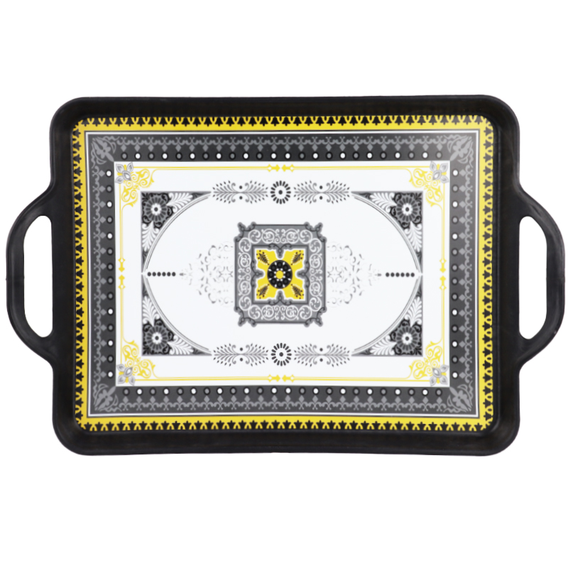 PLATEAU DECO PLASTIQUE 39X26 CM MIX BLANC/NOIR