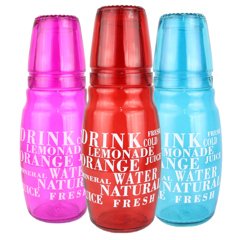 BOUTEILLE AVEC VERRE 1.5 LITRES MIX ROUGE/BLEU/ROSE