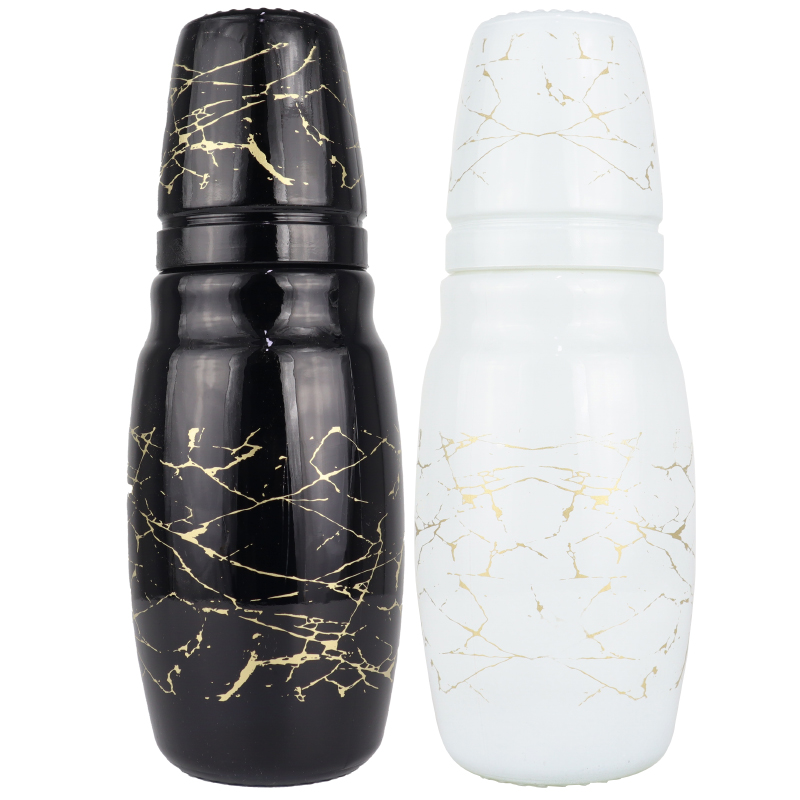 BOUTEILLE AVEC VERRE 1.5 LITRES MIX BLANC/NOIR MARBRE