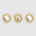 SET 3 PIECES (2 MIRROIRS + HORLOGE) 35 CM. MIX OR/ARGENT