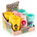 GOBELET PLASTIQUE 13X6X9 CM MIX JAUNE/VERT/ROSE