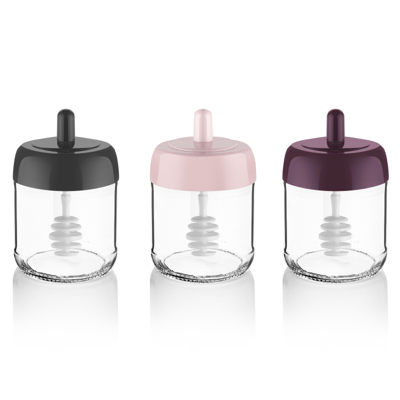 POT VERRE A MIEL 212 CC MIX GRIS/VIOLET/ROSE/NOIR