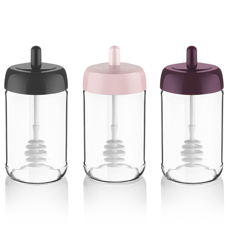 POT VERRE A MIEL 314 CC MIX GRIS/VIOLET/ROSE/NOIR