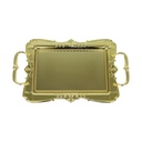 PLATEAU DECO RECTANGULAIRE METAL 41.5X24 CM AVEC POIGNEES MODELE OR 