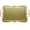 PLATEAU DECO RECTANGULAIRE METAL 50X32 CM AVEC POIGNEES MODELE OR 