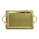 PLATEAU DECO RECTANGULAIRE METAL 43X25 CM AVEC POIGNEES MODELE OR 