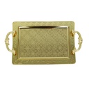 PLATEAU DECO RECTANGULAIRE METAL 42X25 CM AVEC POIGNEES MODELE OR 