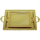 SET 2 PLATEAUX DECO METAL 40X23 + 54X32 CM MODELE OR 
