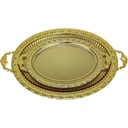 SET 2 PLATEAUX DECO METAL 39X23 + 53X33 CM MODELE OR 