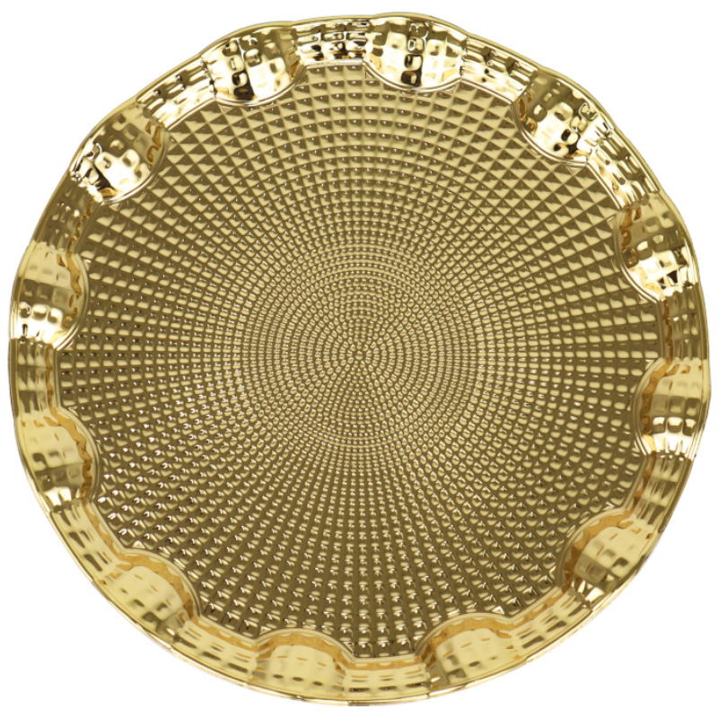 PLATEAU DECO ROND METAL 35 CM MODELE OR 