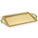 PLATEAU DECO RECTANGULAIRE METAL 50.5X29 CM AVEC POIGNEES MODELE OR 
