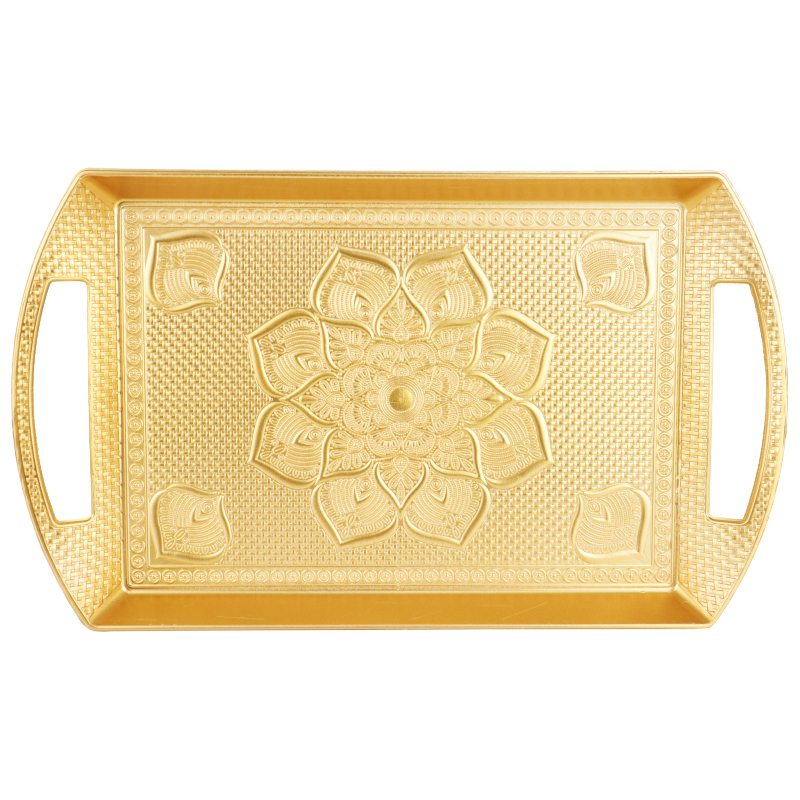 PETIT PLATEAU DECO OR PLASTIQUE 33 X 19.5 CM 
