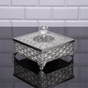 BOITE AVEC COUVERCLE EN VERRE 16X16X10 CM DESIGN NIL MODELE ARGENT