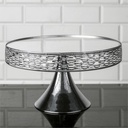 PLATEAU DECO AVEC PIED MODELE ARGENT 30 X 17 CM