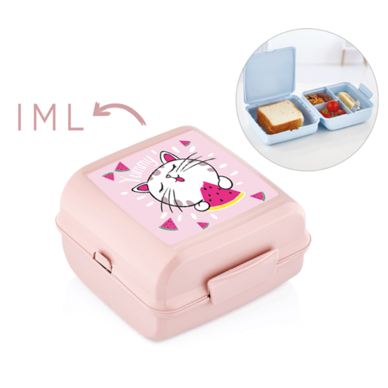 BOITE A DEJEUNER 15X14X8 CM MIX BLEU/ROSE/BEIGE