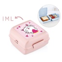 BOITE A DEJEUNER 15X14X8 CM MIX BLEU/ROSE/BEIGE