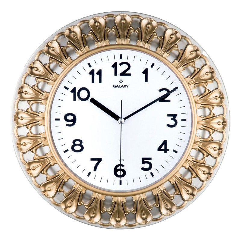 HORLOGE MURALE DECORATIVE 32.8 CM MIX BLANC/OR